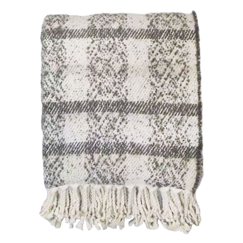 Plaid Brushed Jacquard Woven Throw Blanket, 60x80 | At Home