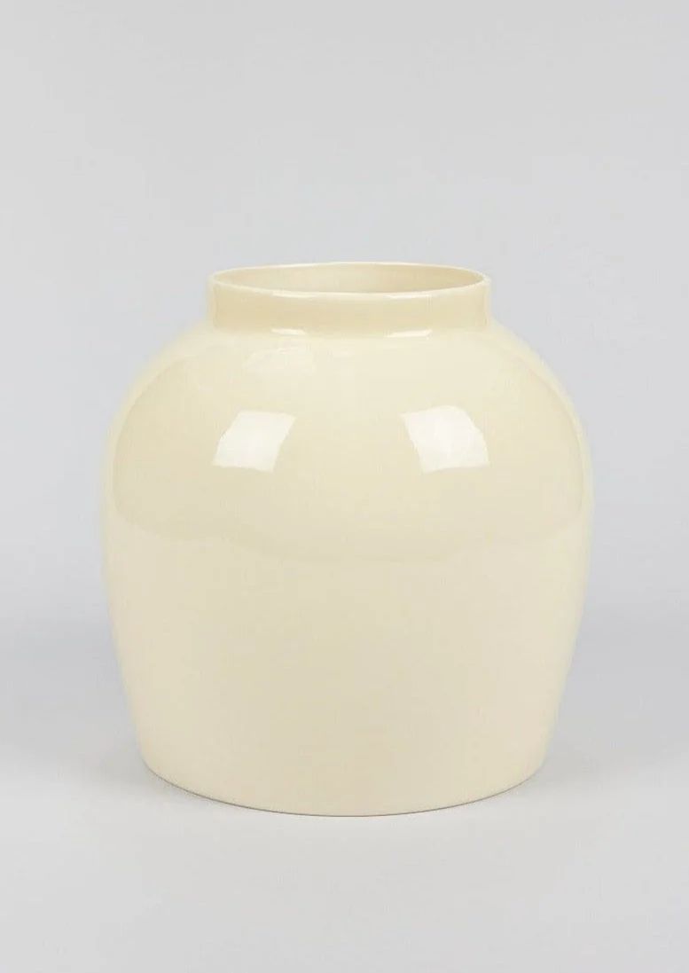 Afloral Large Tabletop Cream Glossy Ceramic Vase - 10.5" | Afloral