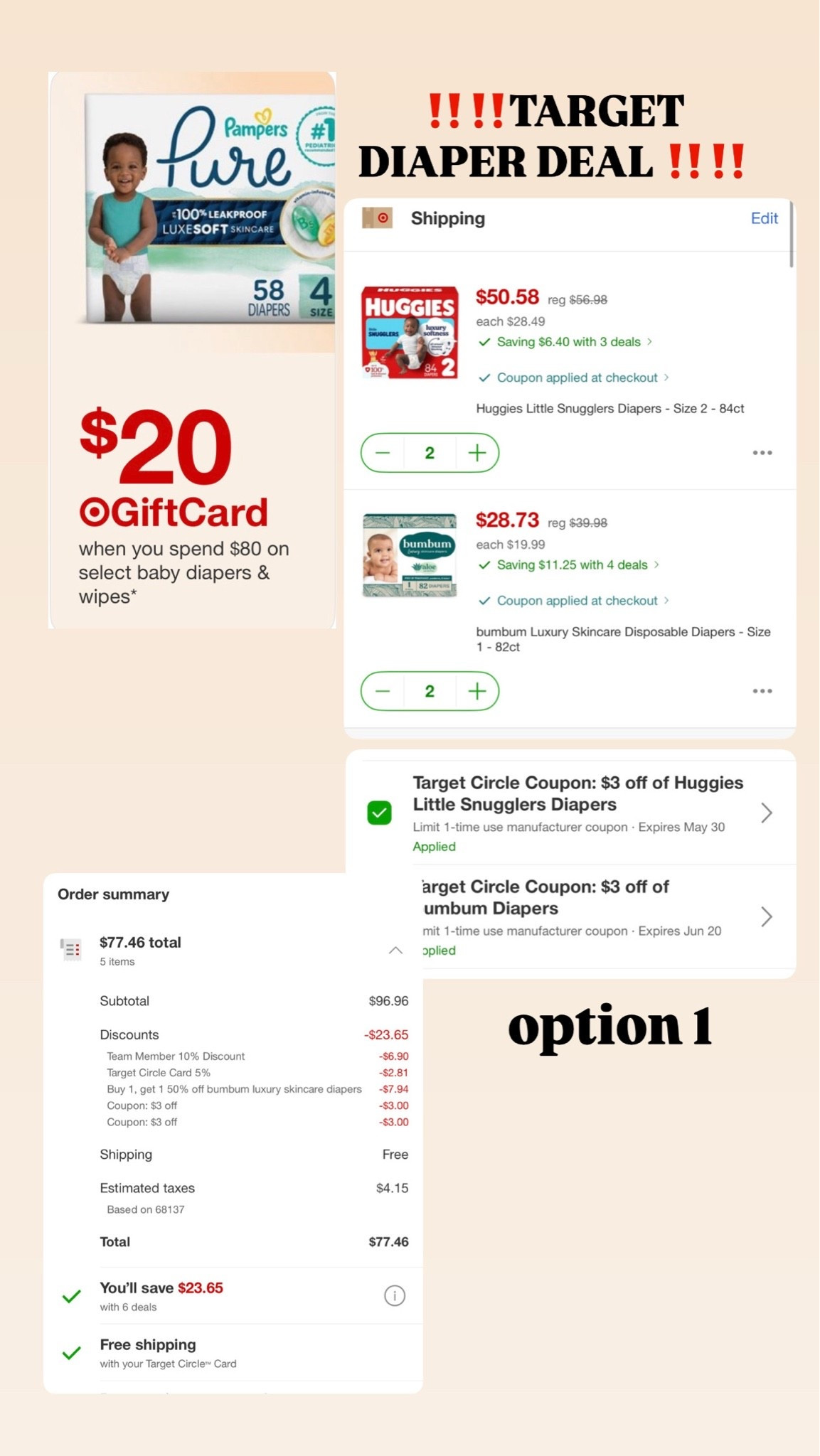 Target diaper deal!!! Spend $80 get a $20 gift card!!

#LTKBaby #LTKBump #LTKSaleAlert