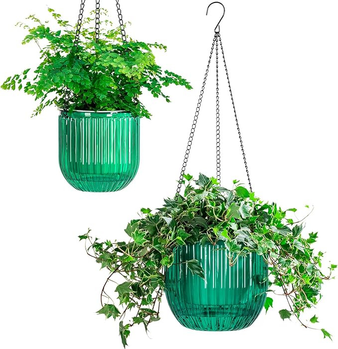 Melphoe 2 Pack Self Watering Hanging Planters Indoor Flower Pots, 5.3/8.3 Inch Outdoor Hanging Ba... | Amazon (US)
