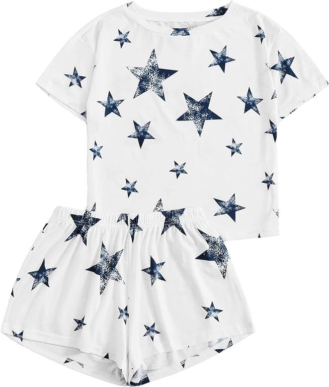Women's Star Print Top and Shorts Pajama Set | Amazon (US)