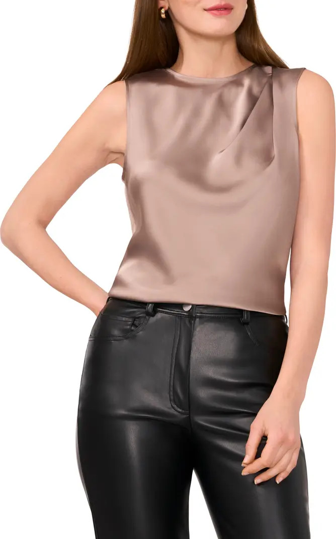 Halogen® Single Pleat Sleeveless Satin Shell | Nordstrom | Nordstrom