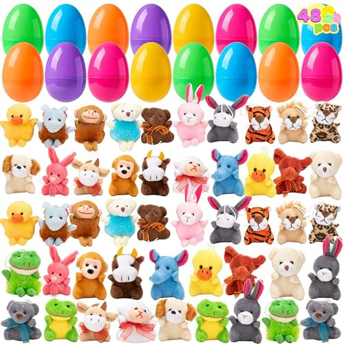 JOYIN 48 Pcs Prefilled Easter Eggs Filled with Plush Animal Toys for Easter Eggs Hunt, Basket Stuffers Fillers, Kids Party Favor, Classroom Prize Supplies | Amazon (US)