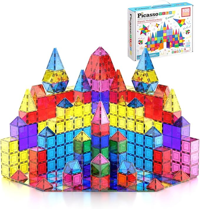 PicassoTiles 100 Piece Magnetic Playboards Tiles Set Magnet Toys for Toddlers STEM Building Block... | Amazon (US)