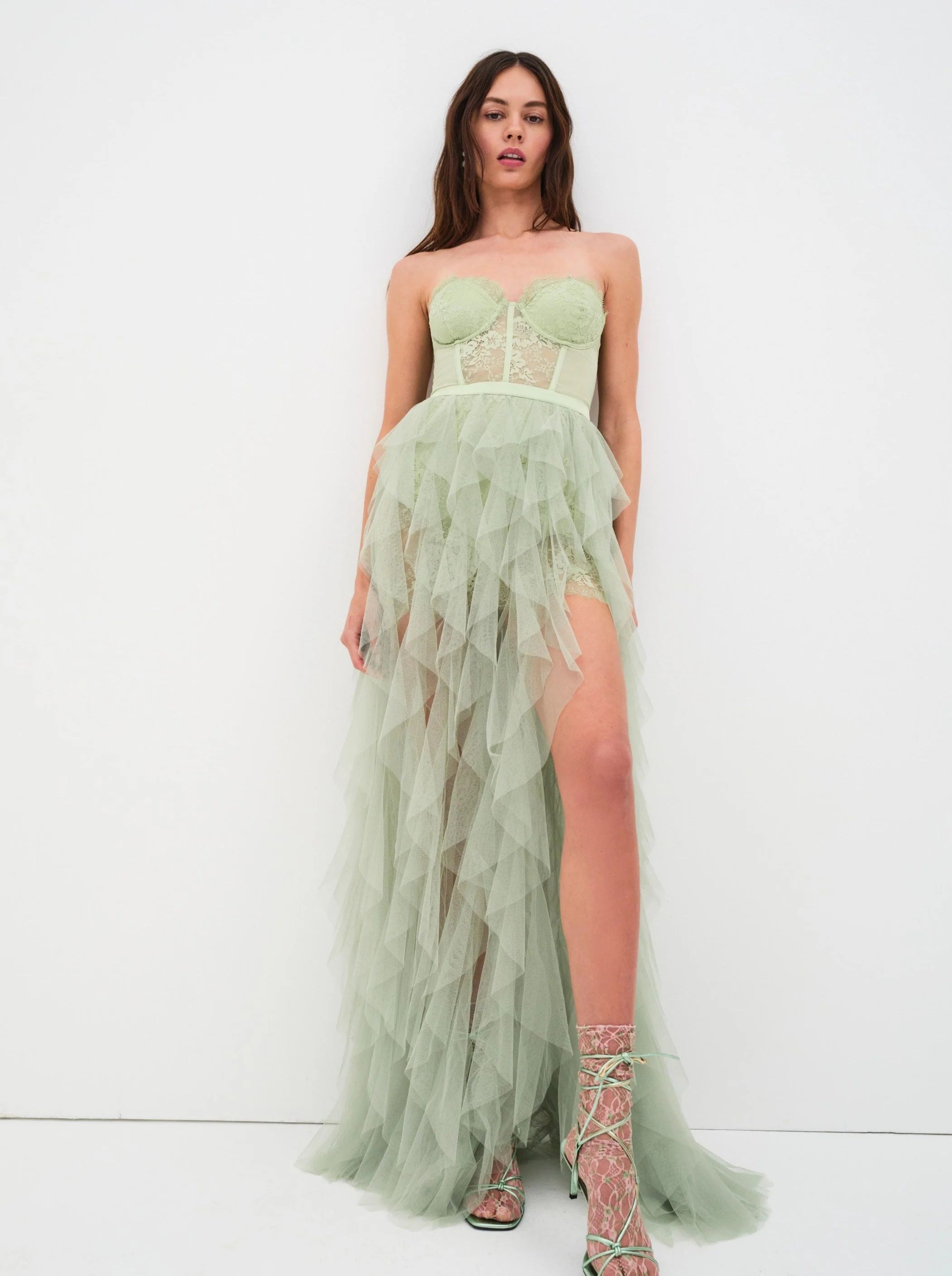 Bustier Gown — Green | For Love & Lemons