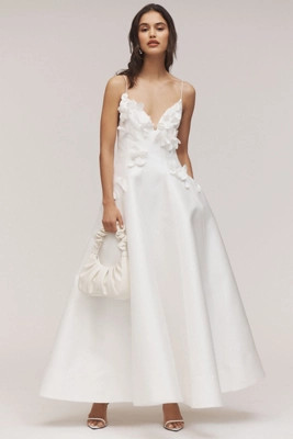 Acler Castleford 3D Floral Plunge A-Line Wedding Gown | Anthropologie (US)