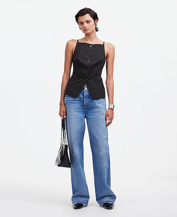 Square-Neck Vest in Drapey Twill | Madewell