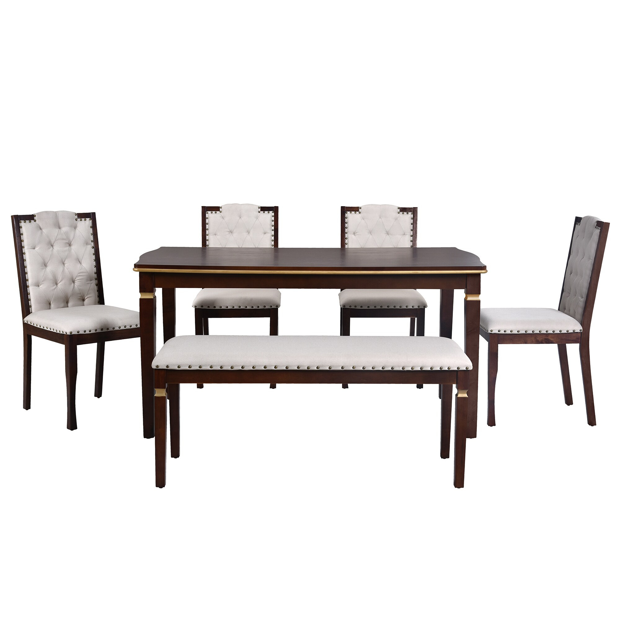 Bybafun Espresso Contemporary/Modern Dining Room Set with Rectangular Table ( Seats 6 ) in Brown | YA0100272 | Lowe's