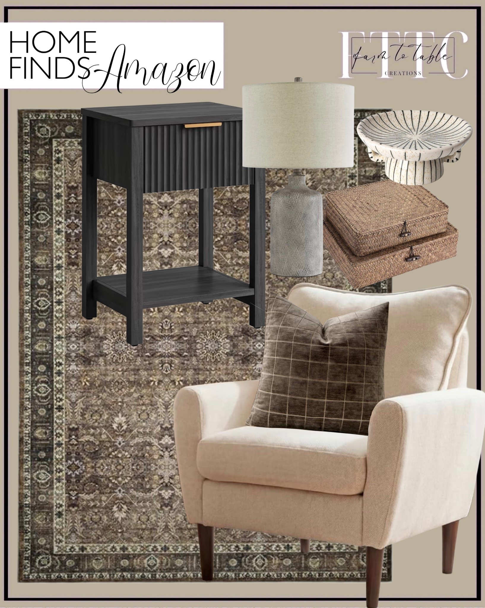 Neutral Living Room Finds You’ll Use Every Day

Follow @farmtotablecreations on Instagram for more

These are the kind of pieces that instantly warm up a space without trying too hard 🤎 The rich tones in the rug paired with the soft neutral chair and textured accents make everything feel cozy, layered, and pulled together. That black side table adds just the right contrast, and the woven details bring in that collected, lived-in look we all love.

#accentchair #arearug #sidetable #tablelamp #throwpillows #homefinds #amazonhome #livingroomdecor #neutraldecor #cozyhome #wovenbasket #decorideas

#LTKSaleAlert #LTKHome