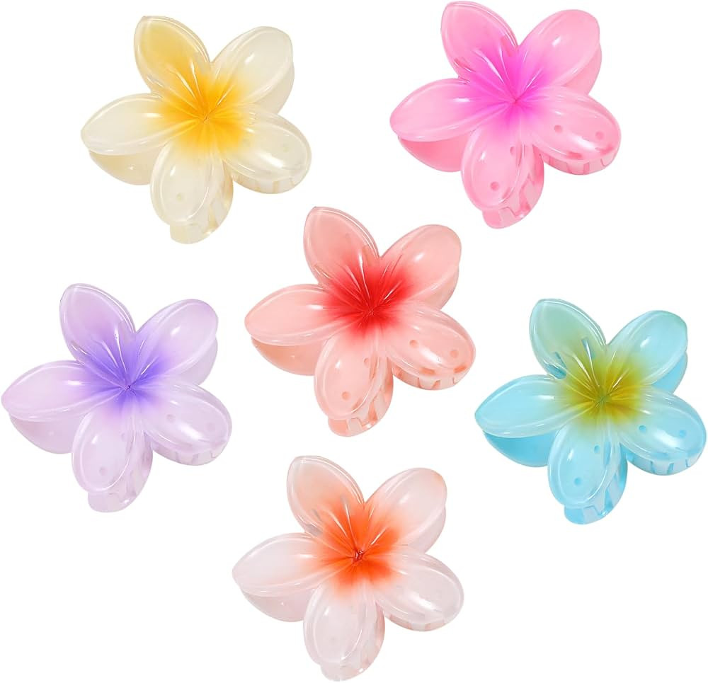 Hawaiian Flower Hair Claw Clips - Large Flower Hair Clips for Thin/Thick Hair - Strong Hold Nonsl... | Amazon (US)