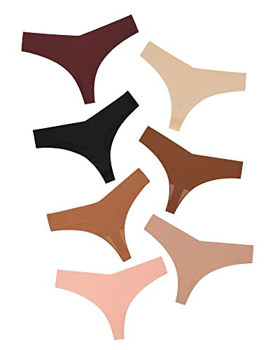 DEANGELMON Seamless Thongs for Women No Show Thong Underwear Women Comfortable Multiple Pack (7P3,M) | Amazon (US)