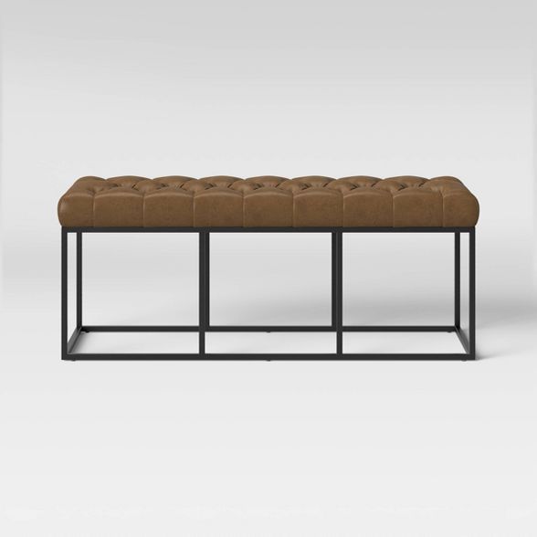 Trubeck Tufted Metal Base Bench Faux Leather - Project 62™ | Target