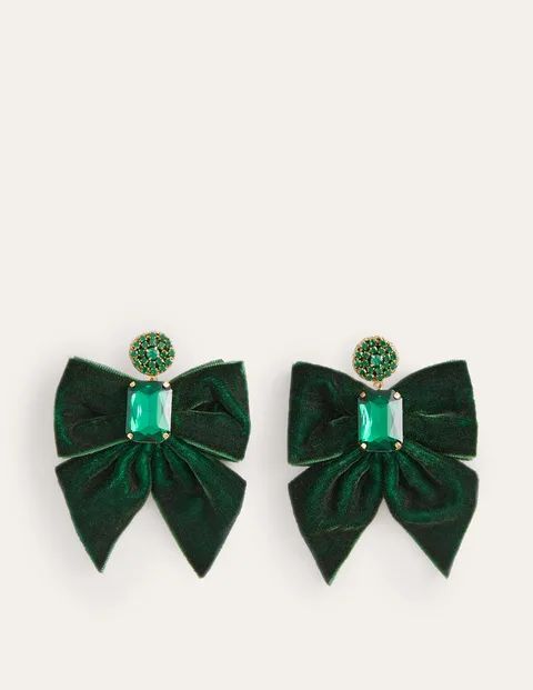 Party Bow Earrings - Chatsworth Green | Boden (UK & IE)