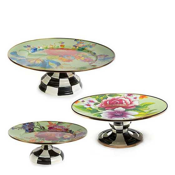 Flower Market Green Pedestal Platters - Set of 3 | MacKenzie-Childs