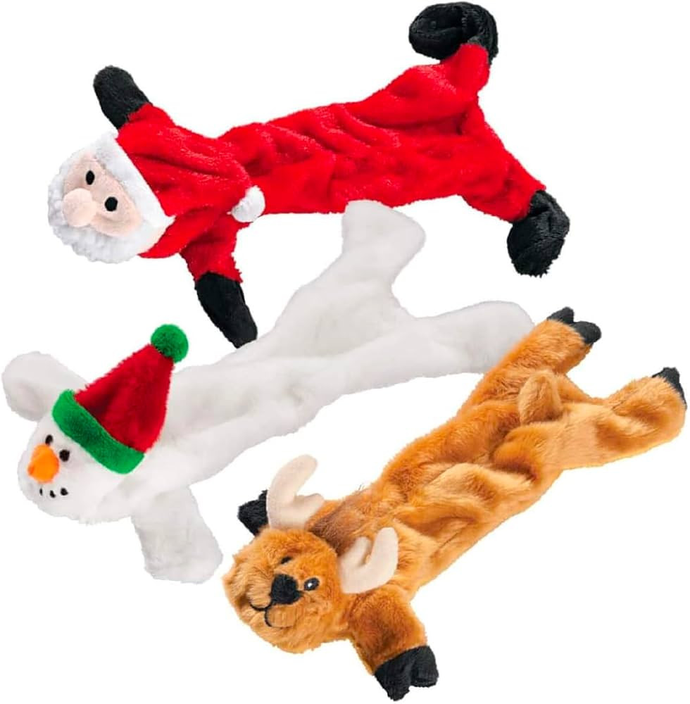 Trenton Gifts Stuffing Free Holiday Dog Toys - Set of 3. Santa, Snowman, Reindeer. Durable and Sq... | Amazon (US)
