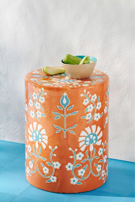 This Orange Outdoor Side Table from Anthropologie is summer perfection! 