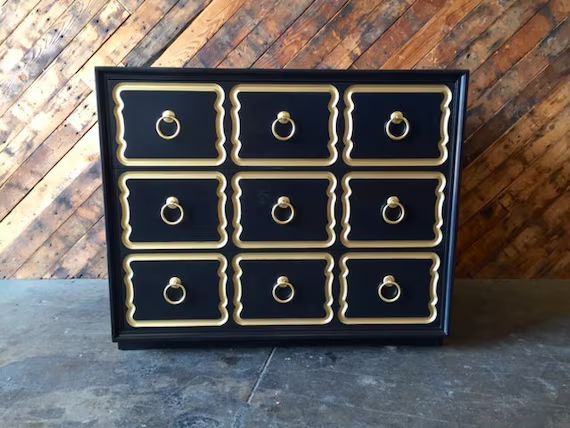 Mid Century Dorothy Draper Lacquer Brass Chest by Henredon | Etsy (US)