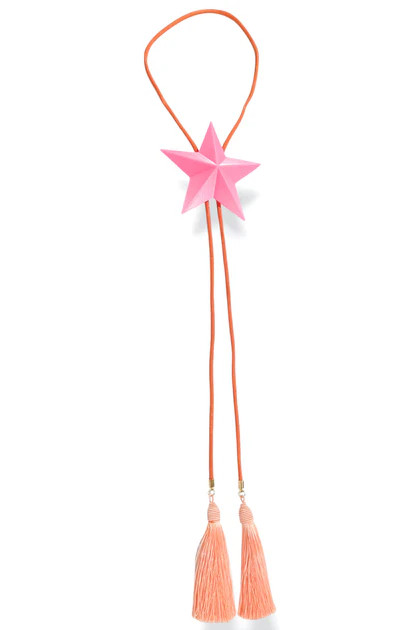Silas Neon Pink Star Peach Tassel Solar Orange Bolo Necklace | The Willow Tree