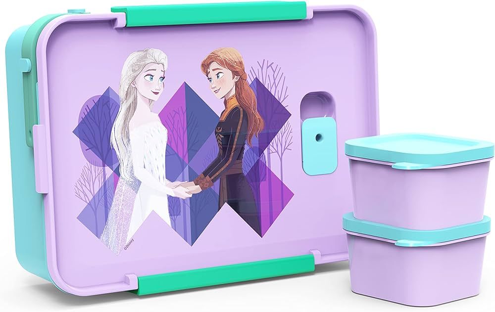 Zak Designs Disney Frozen 2 Reusable Plastic Bento Box with Leak-Proof Seal, Carrying Handle, Mic... | Amazon (US)