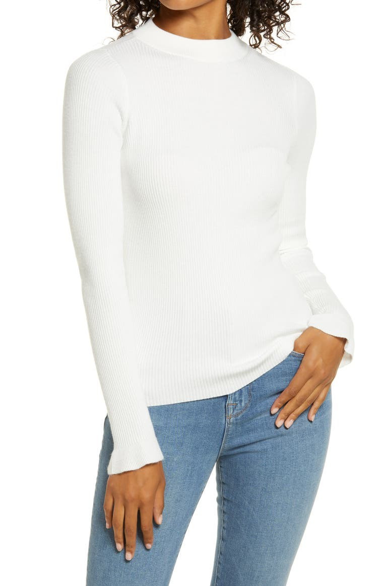 Mock Neck Ribbed Long Sleeve Sweater | Nordstrom