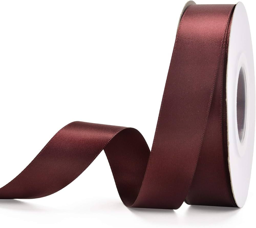YAMA Double Face Satin Ribbon - 7/8" 25 Yards for Gift Wrapping Ribbons Roll, Burgundy | Amazon (US)