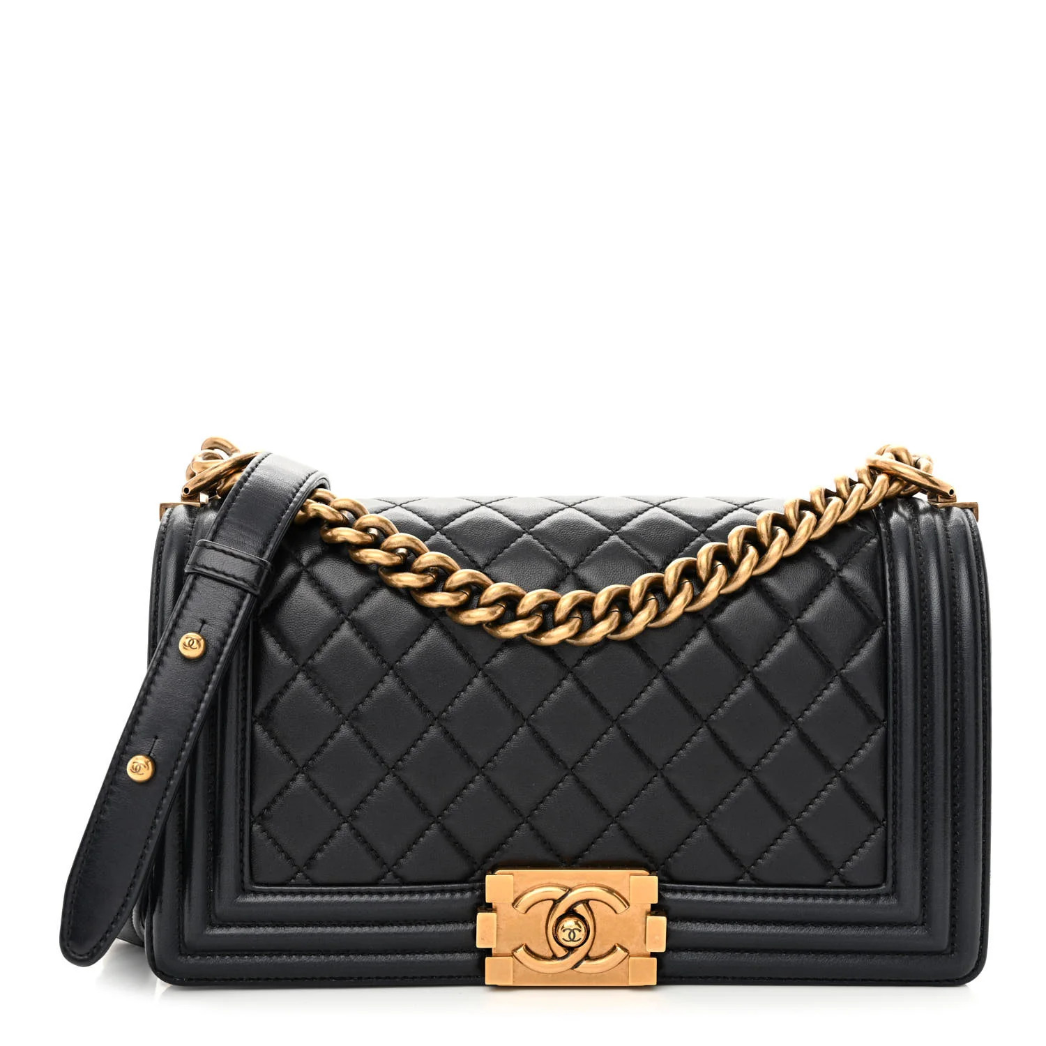 Lambskin Quilted Medium Boy Flap Black | FASHIONPHILE (US)