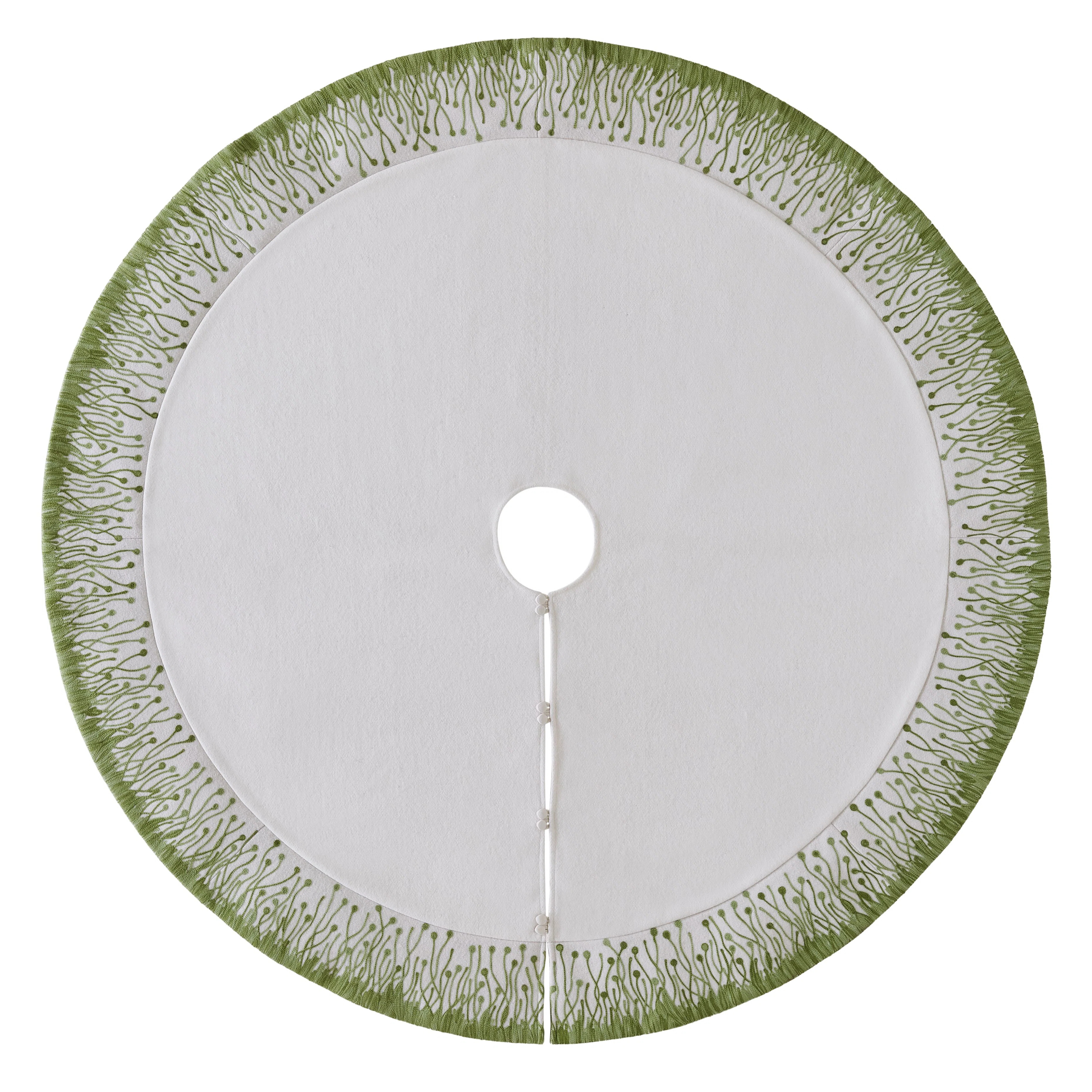 Flora Christmas Tree Skirt in Green | Wayfair North America