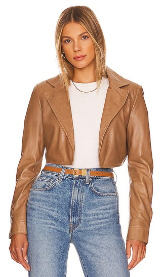 Nicia Cropped Jacket in Sesame | Revolve Clothing (Global)