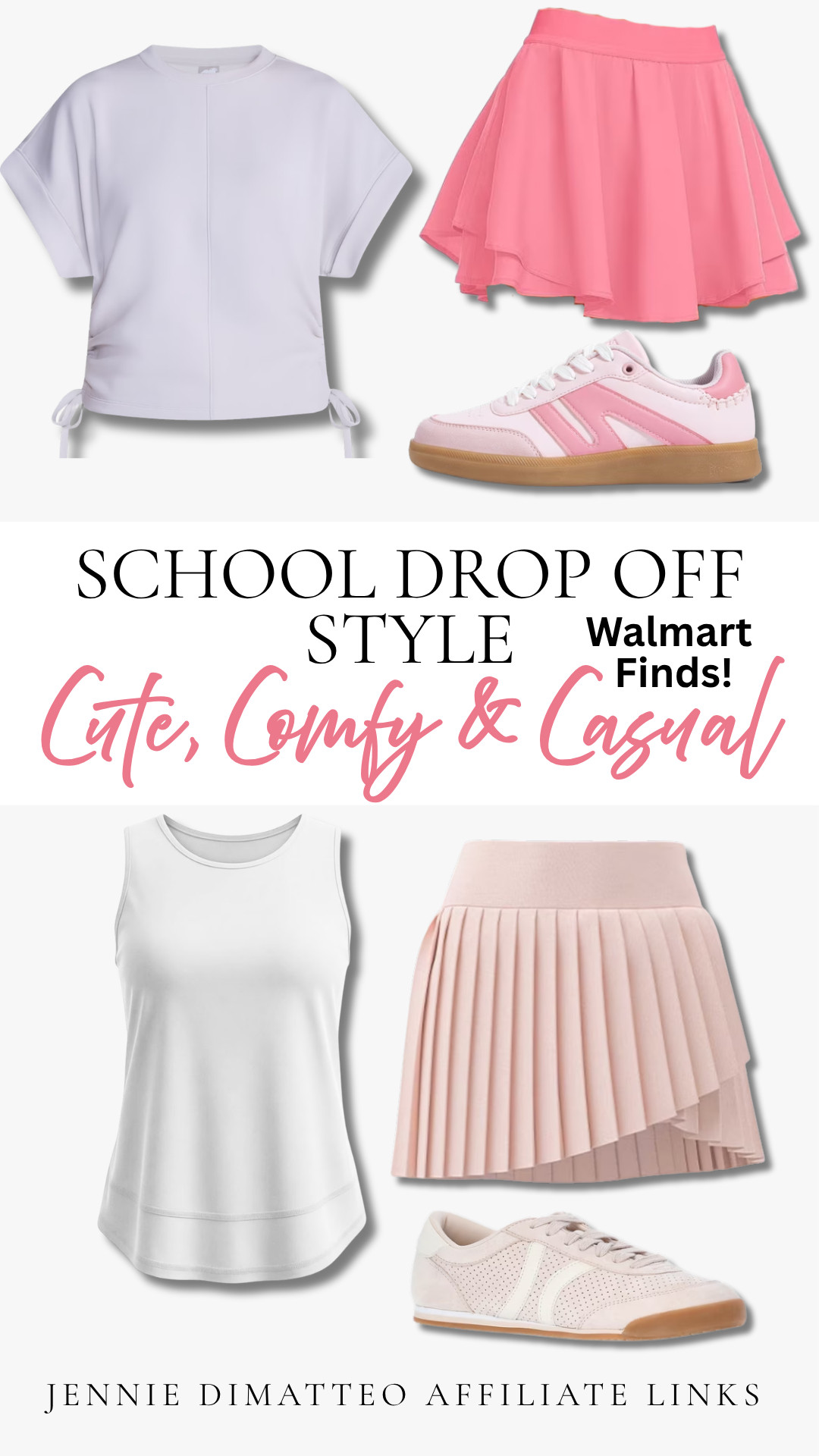 School drop-off style 💕 Cute, comfy & casual Walmart finds that you can throw on and go! Loving an easy tennis skirt + tank or tee + sneakers for those busy mornings 🎀👟 

 #WalmartFinds #WalmartFashion #SchoolDropOffStyle #MomStyle #MomOutfits #Athleisure #TennisSkirt #CasualStyle #LTKFinds #LTKStyle #LTKxWalmart #LTKootd #LTKmomlife