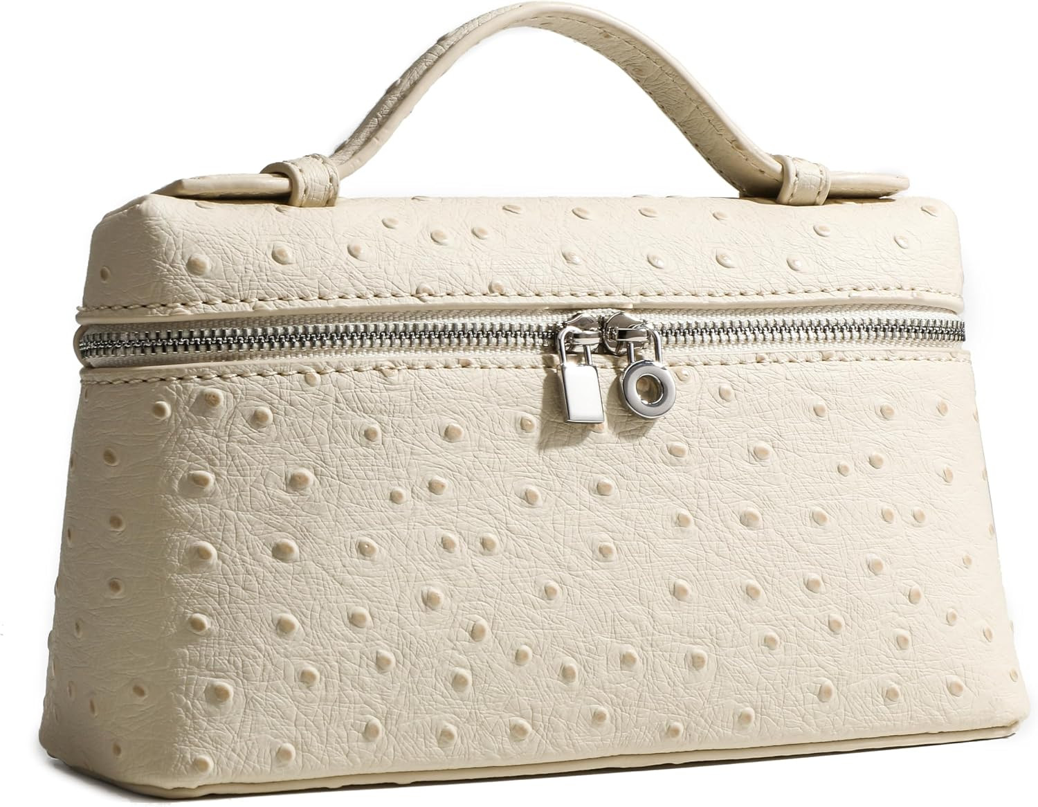 Crossbody Bag for Women Small Top-Handle Pouch Purse Shoulder Handbag Synthetic Ostrich Leather Gold Hardware | Amazon (US)