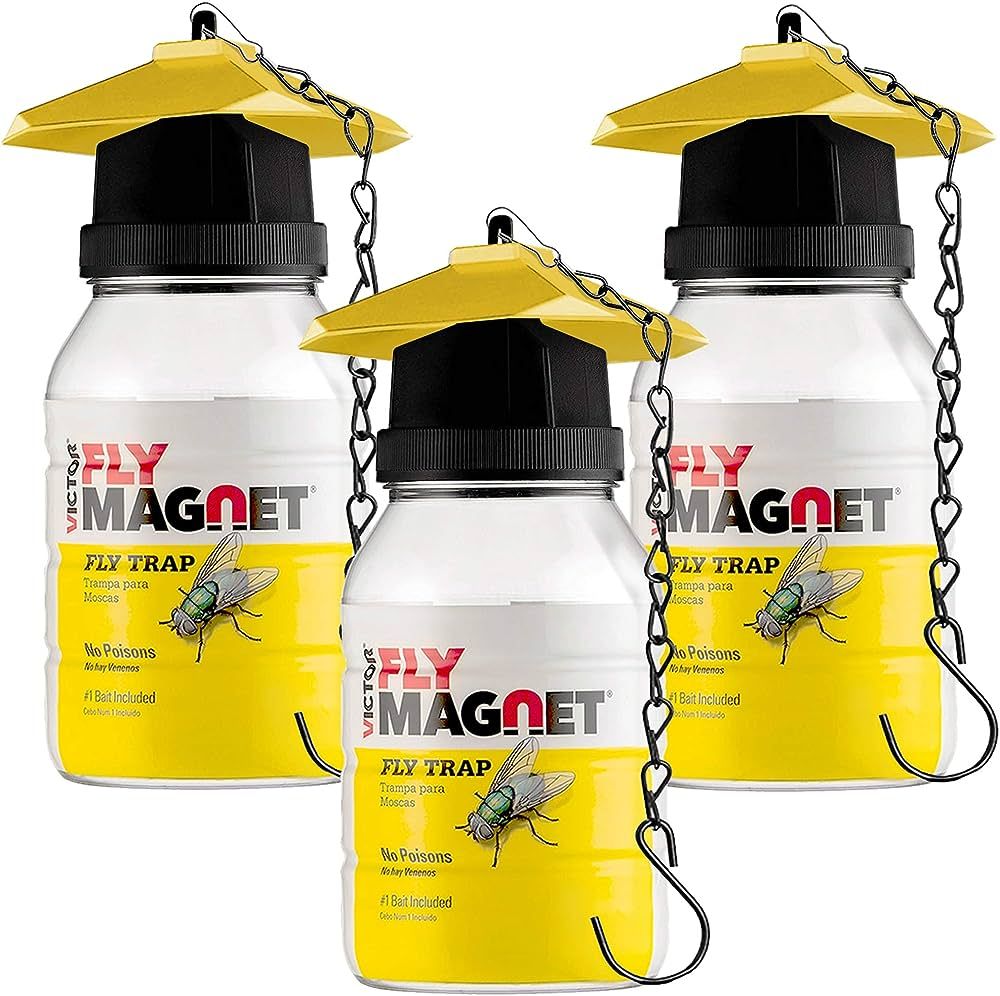 [Set of 3] Reusable Outdoor Fly Traps 32 oz - Fly Magnet Bait Trap - Made in USA - Bundled with 3... | Amazon (US)