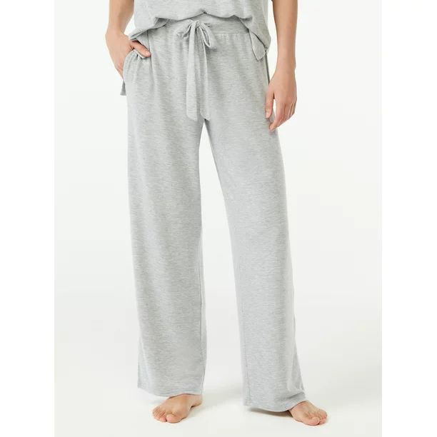 Joyspun Women's Hacci Knit Wide Leg Pajama Sleep Pant, Sizes up to 3X | Walmart (US)