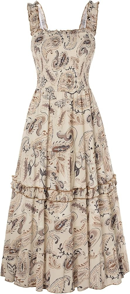 Scarlet Darkness Cottagecore Dresses for Women 2025 Smocked Floral Dress Flowy Sundress | Amazon (US)