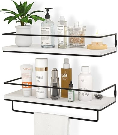 ZGO Floating Shelves for Wall Set of 2, Wall Mounted Storage Shelves with Black Metal Frame and T... | Amazon (CA)