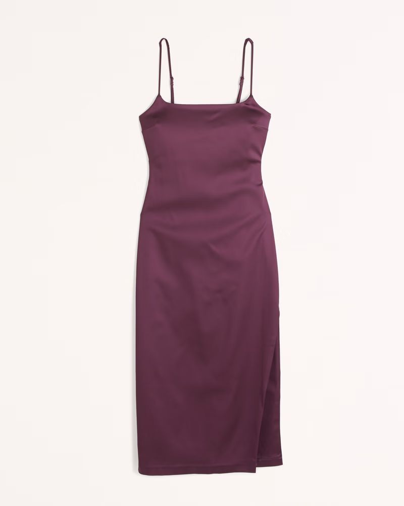 Sculpt Satin Squareneck Midi Dress | Abercrombie & Fitch (US)