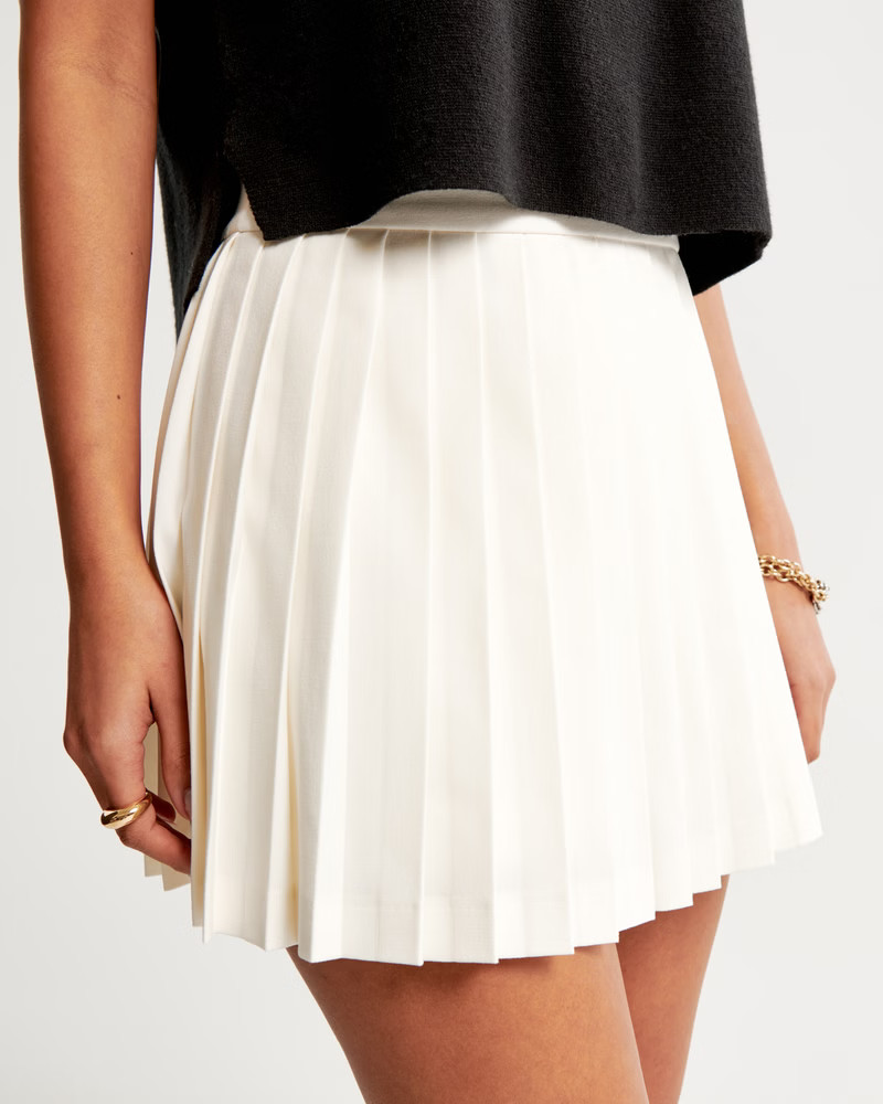 Pleated Wrap Mini Skort | Abercrombie & Fitch (US)