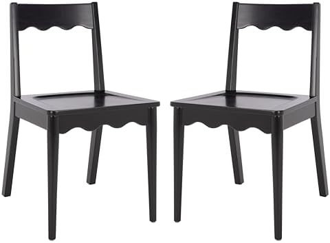 SAFAVIEH Home Collection – Rosetty Black Scallop Solid Wood Dining Chair Set of 2, Country Cott... | Amazon (US)