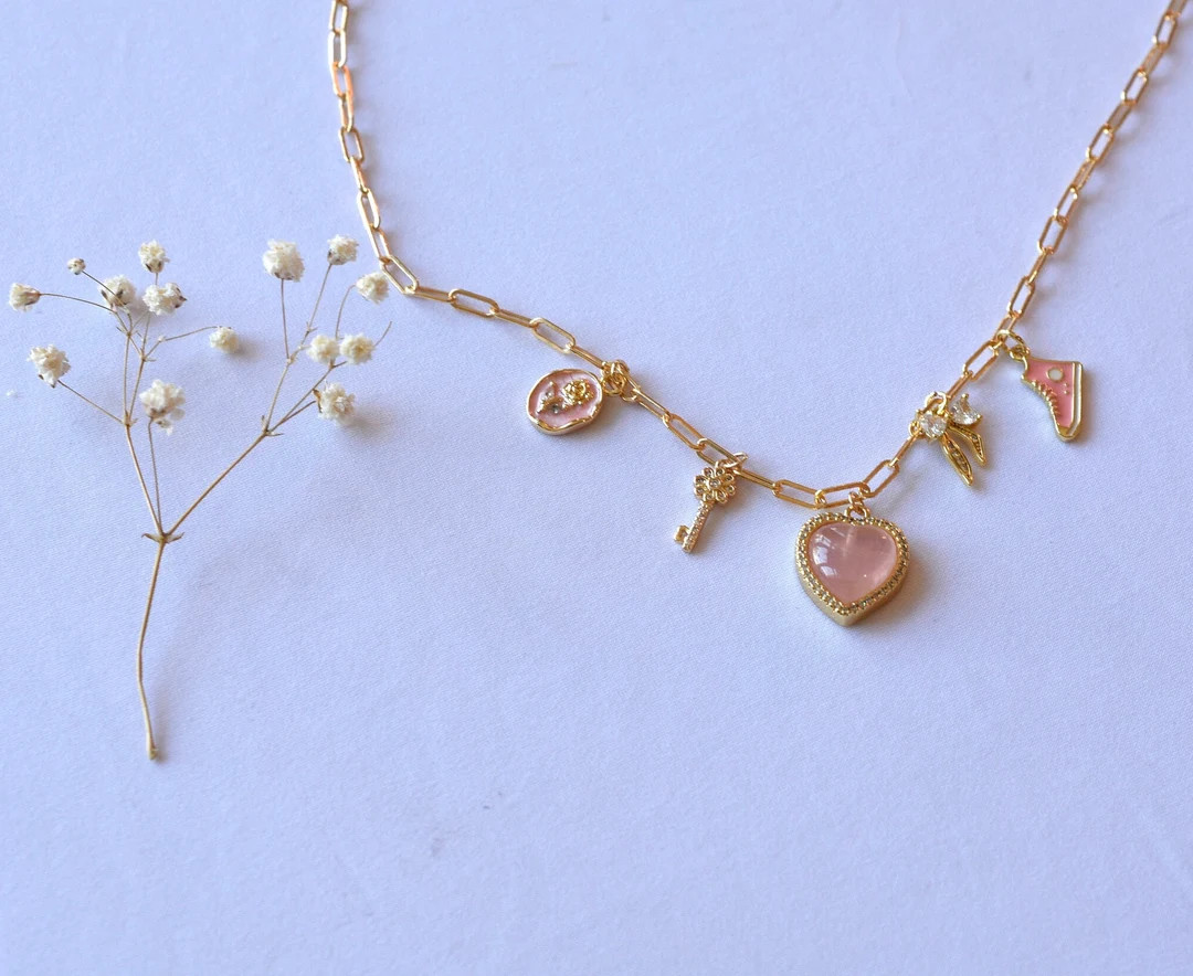 Charm Necklace 14k Gold Filled Custom Made Charm Necklace Water-resistant Jewelry Trendy Neckalce... | Etsy (US)