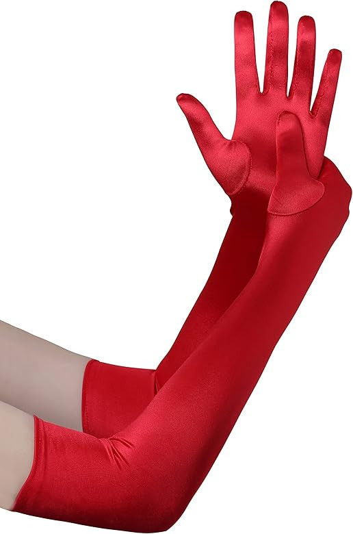 BABEYOND Long Opera Party 20s Satin Gloves Stretchy Adult Size Elbow Length | Amazon (US)