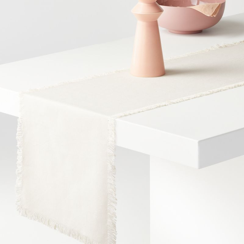 Craft Birch Cotton 90" Fringe Runner + Reviews | Crate and Barrel | Crate & Barrel