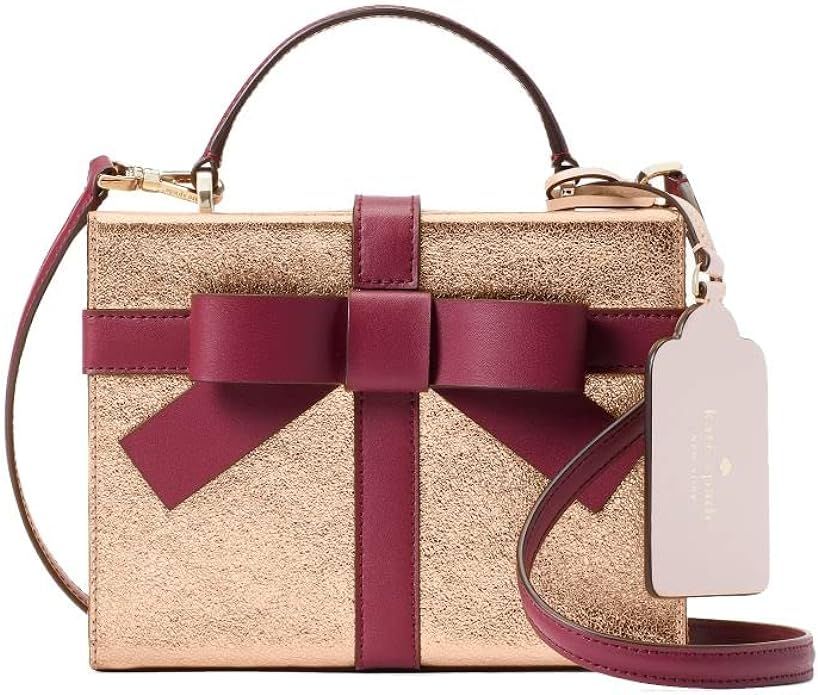 Kate Spade Wrapping Party Ribbon Bow Gift Box Crossbody Purse Rose (Gold Wine) | Amazon (US)