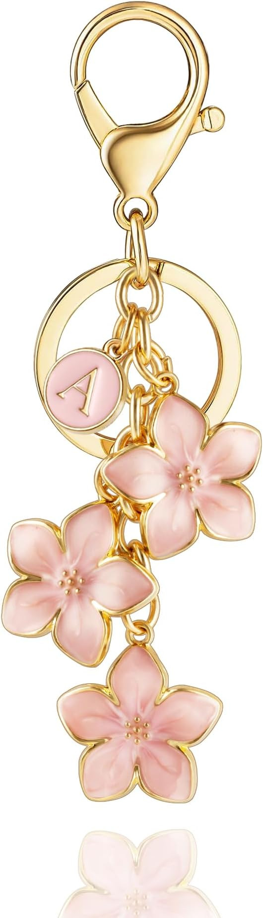 XGALBLA White/Pink/Black Big Cute Flower Initial Letter Keychain for Women, Flower Bag Charms Ena... | Amazon (US)