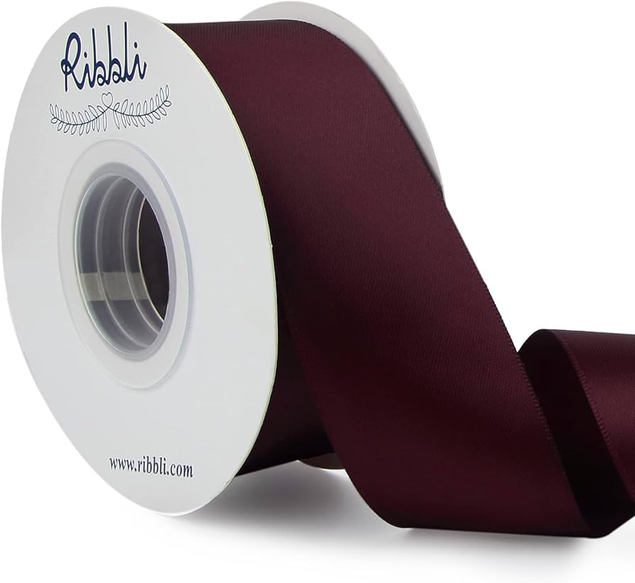 Ribbli Burgundy Double Faced Satin Ribbon,1-1/2” x Continuous 25 Yards,Use for Craft Bows Bouqu... | Amazon (US)