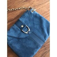 Vintage Cole Haan Blue Suede Shoulder Bag | Etsy (US)