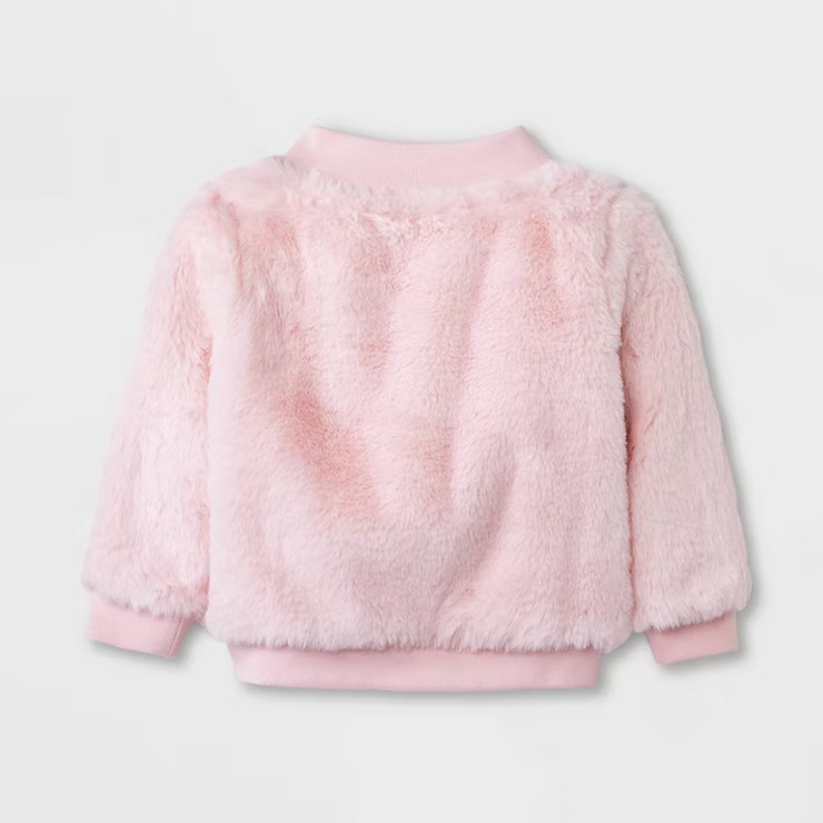 Baby Girls' Fur Bomber Jacket - Cat & Jack™ Pink | Target