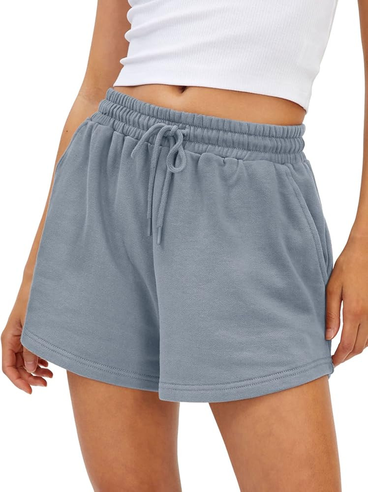 AUTOMET Womens Sweat Shorts Casual Summer Athletic Shorts Elastic Comfy Shorts High Waist Shorts ... | Amazon (US)