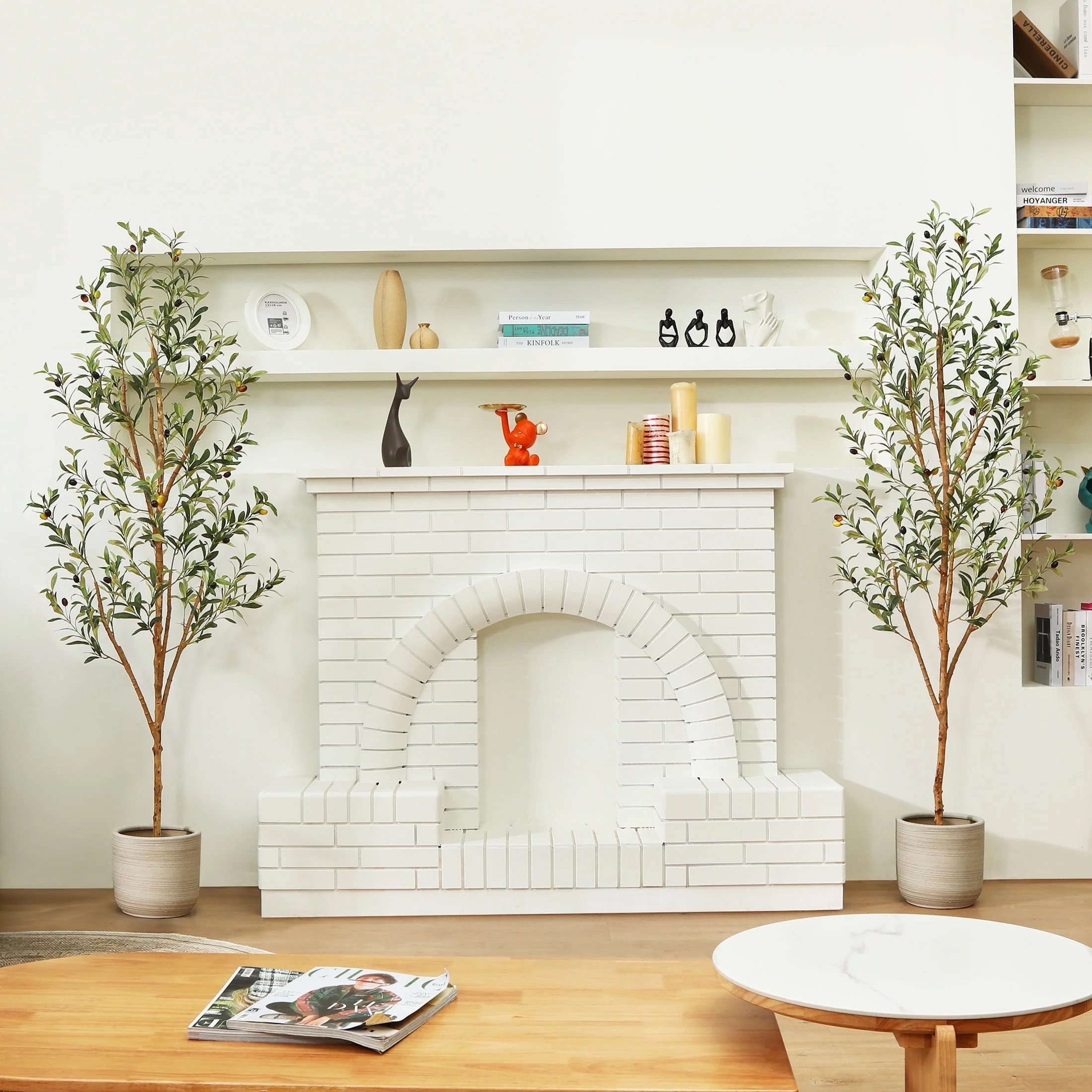 2 Pack 6 ft Artificial Olive Plants with Realistic Leaves and Natural Trunk, Silk Fake Olive Tree... | Walmart (US)