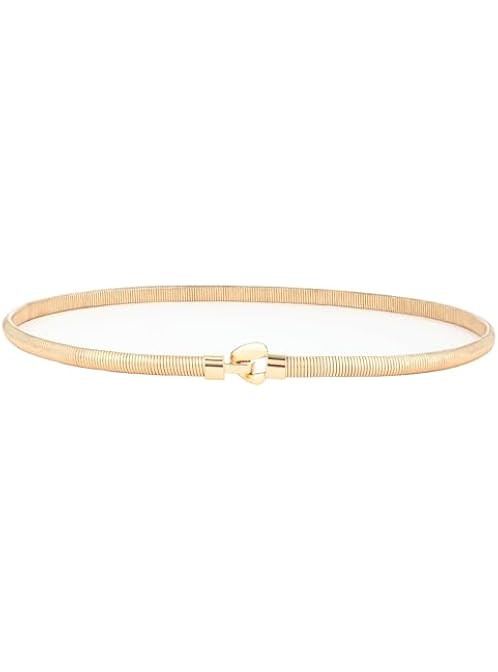 Skinny Waist Belt of Women Elastic Metal Stretch Chain Belt Gold and Silver | Amazon (US)