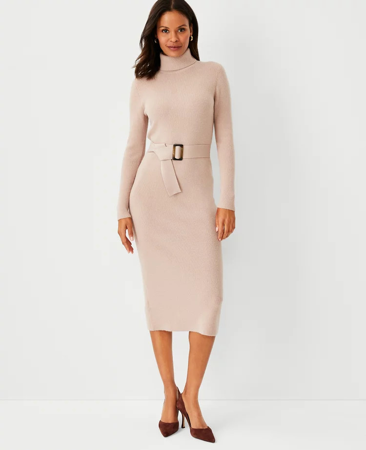 Belted Turtleneck Sweater Dress | Ann Taylor (US)