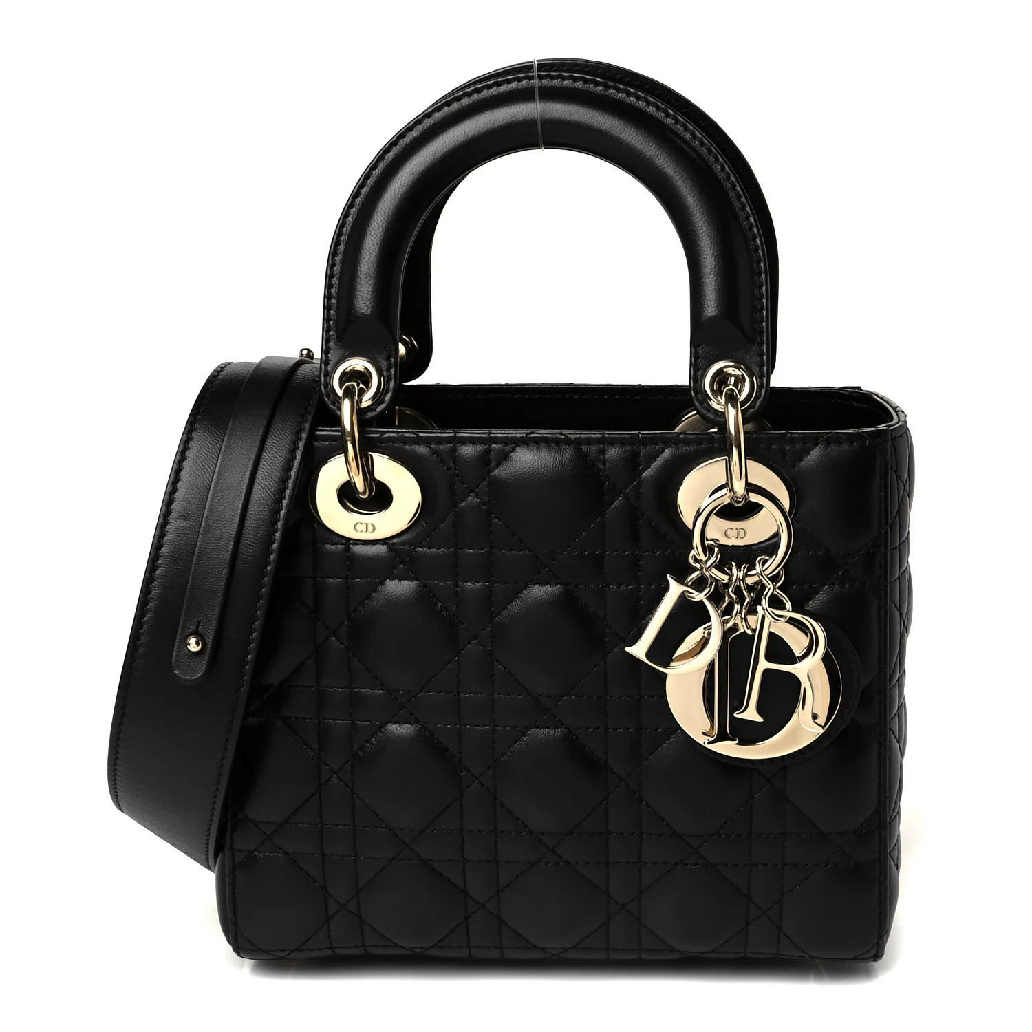 Lambskin Cannage Small My ABCDior Lady Dior Black | FASHIONPHILE (US)